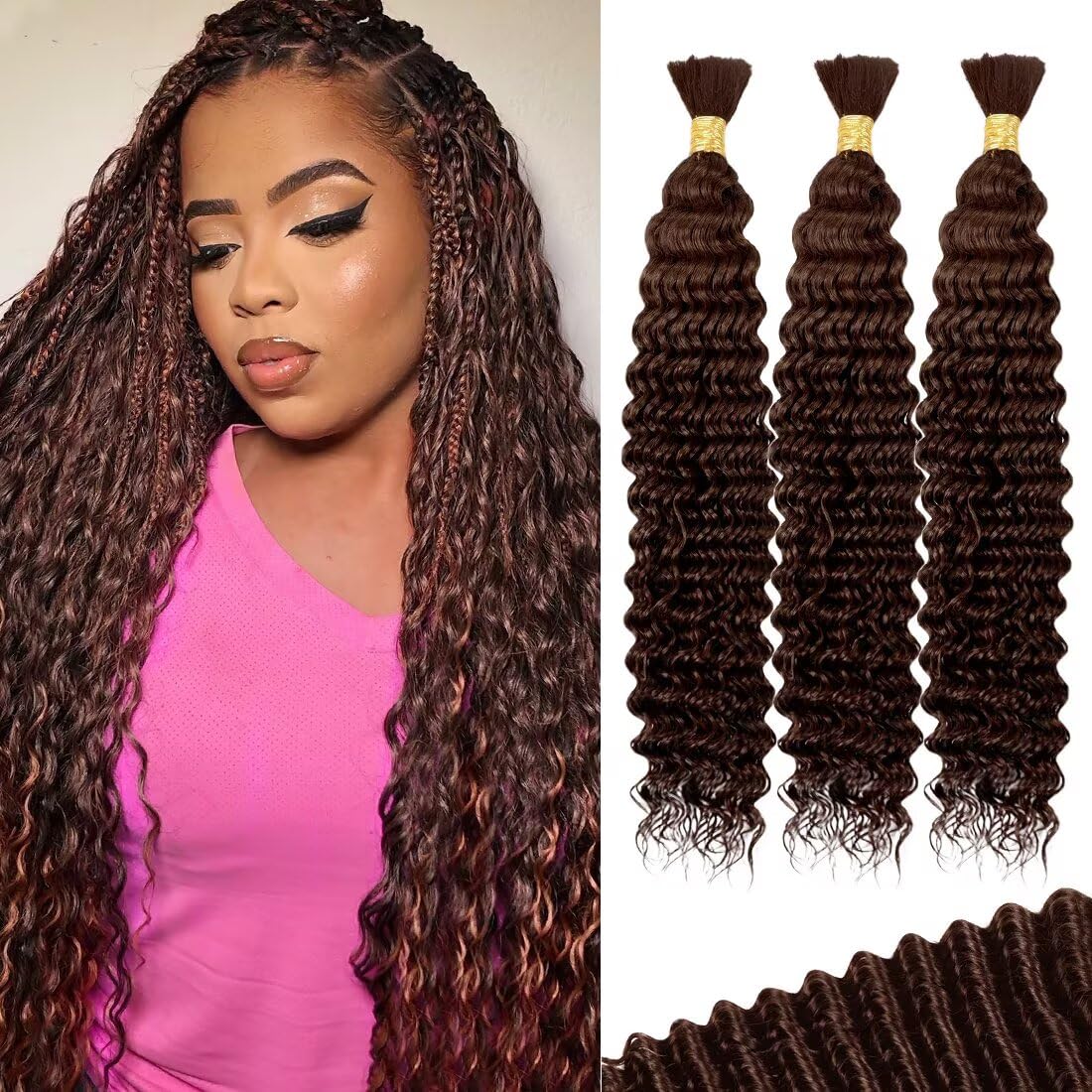 Chocolate Brown Human Braiding Hair for Stunning Boho Braids