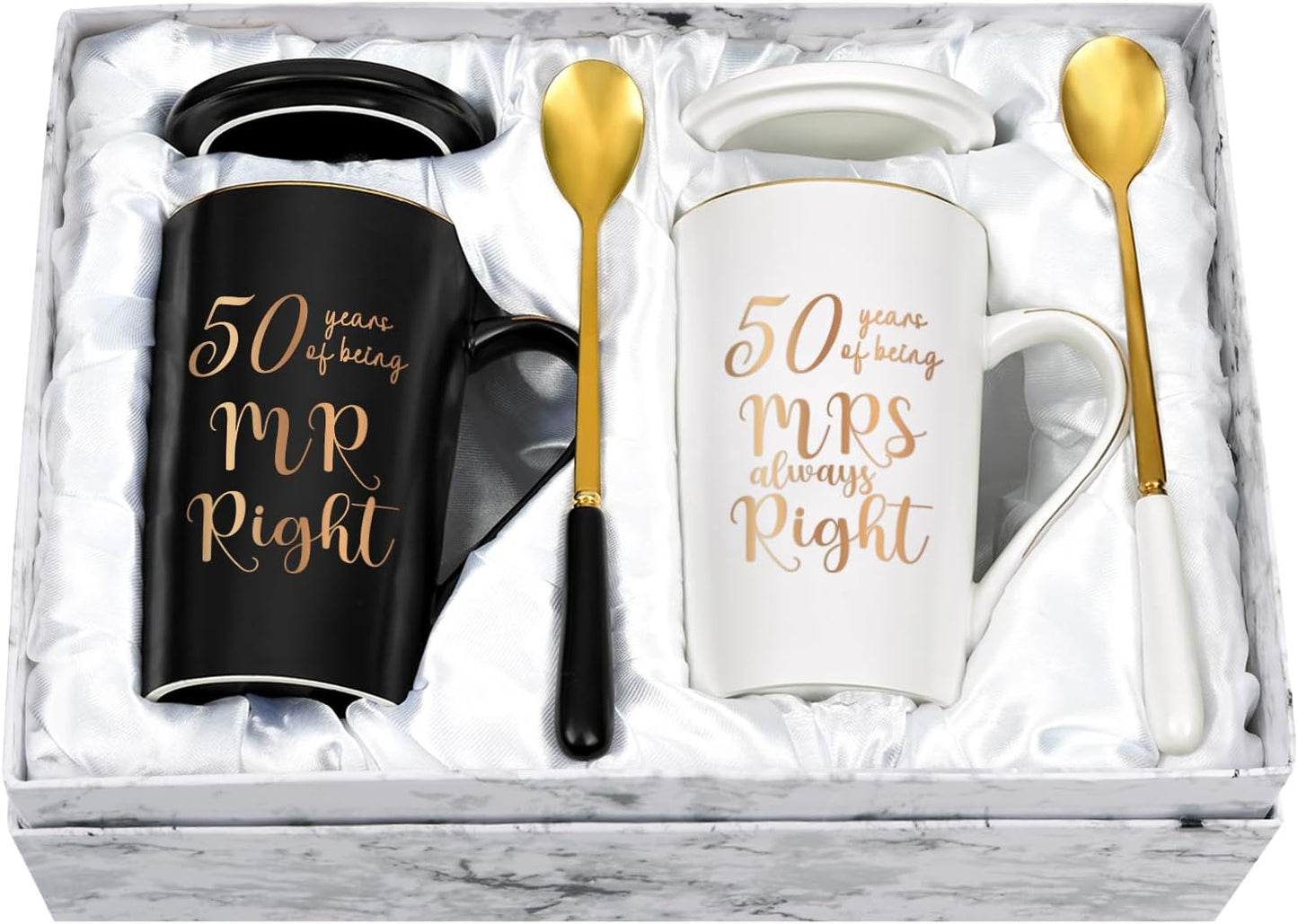 50th Wedding Anniversary Mug Set for Mr & Mrs Always Right
