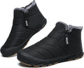 Mens Waterproof Snow Boots with Zipper - Warm Fur Lined Ankle Boots