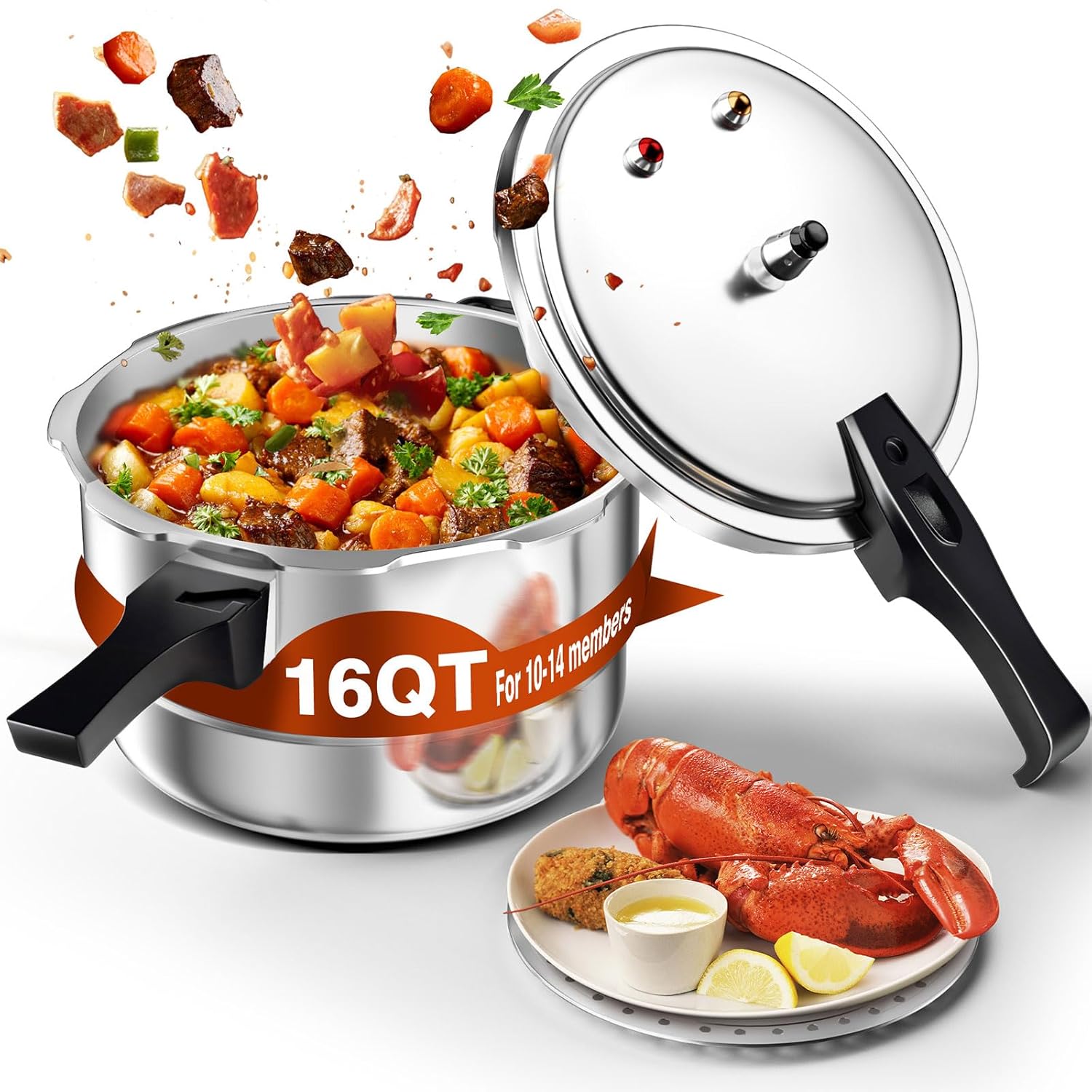 WantJoin 16Qt Aluminum Pressure Cooker with Enhanced Safety Features