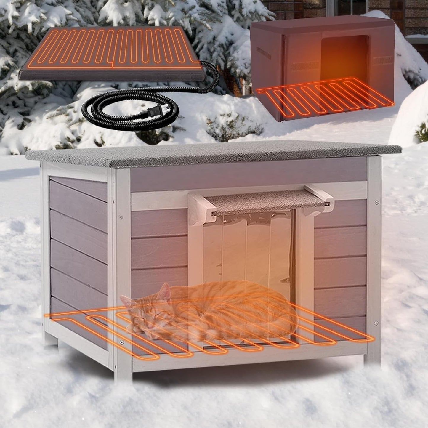 GUTINNEEN Heated Outdoor Cat House for Winter Comfort and Safety