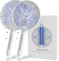 Electric Fly Swatter 2 Pack - USB Rechargeable Foldable Zapper