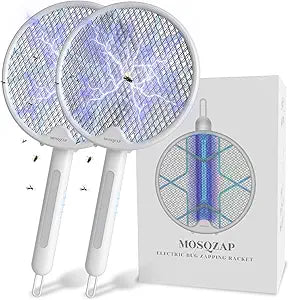 Electric Fly Swatter 2 Pack - Foldable Bug Zapper Racket
