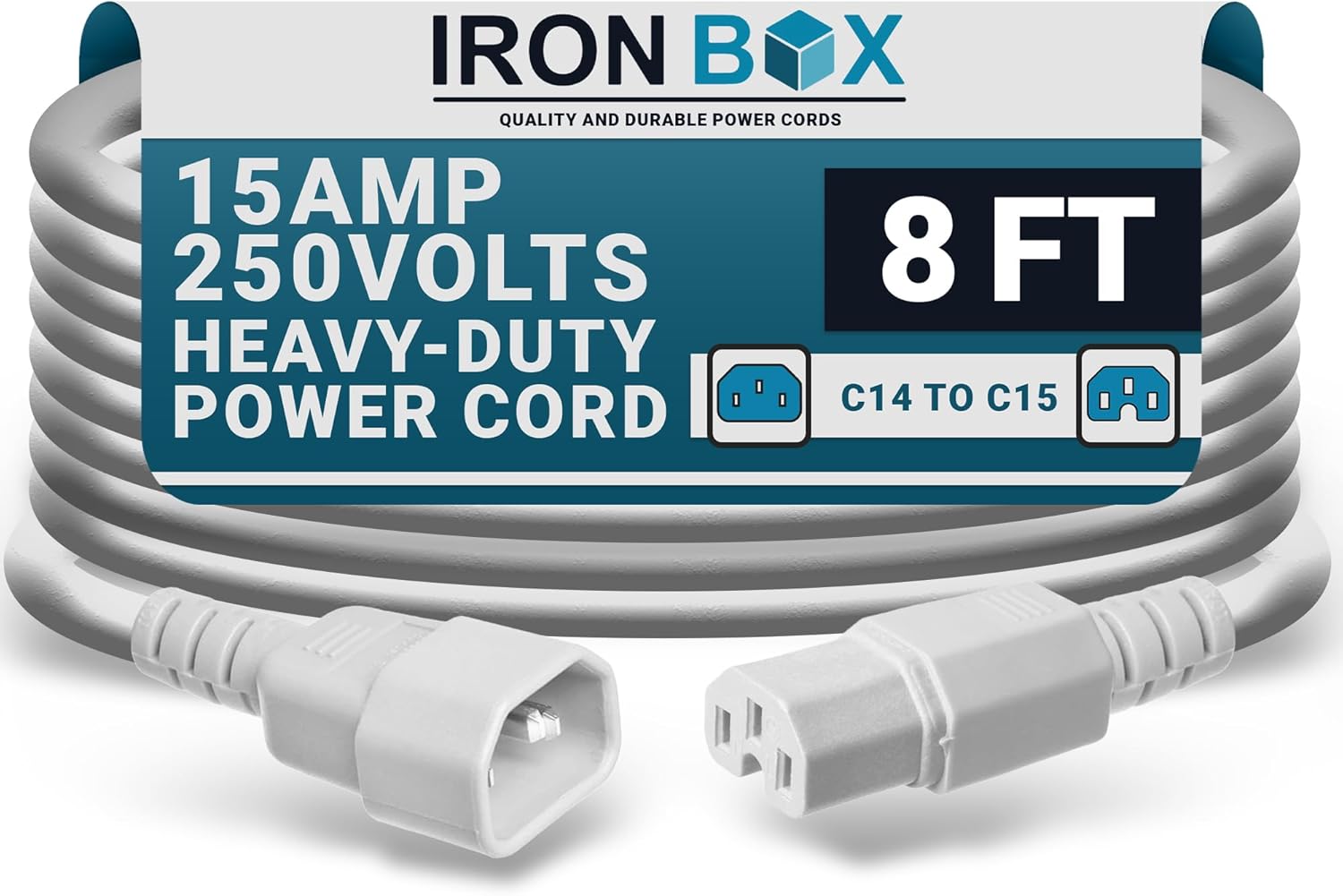Iron Box Heavy Duty Power Cord - 15A/250V - 8ft Extension