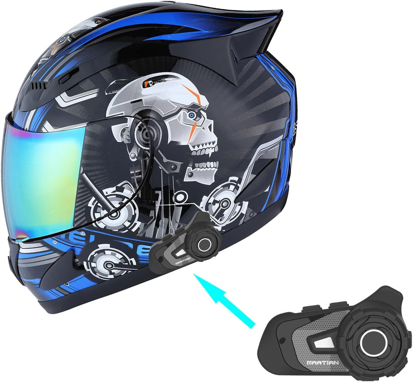 1STORM Motorcycle Full Face Helmet with Bluetooth Headset Bundle