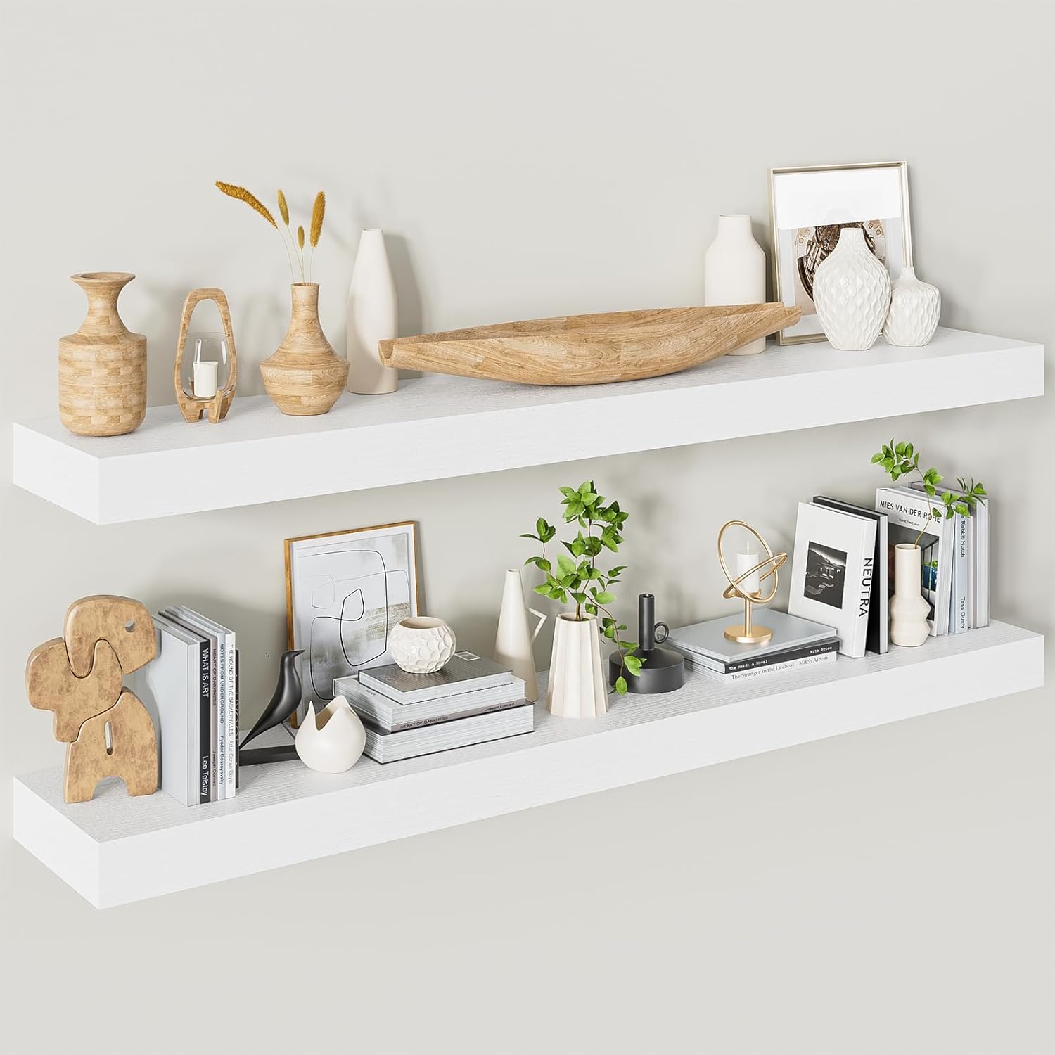 Heimlove 48 Inch Floating Shelves for Wall - Modern Rustic Design