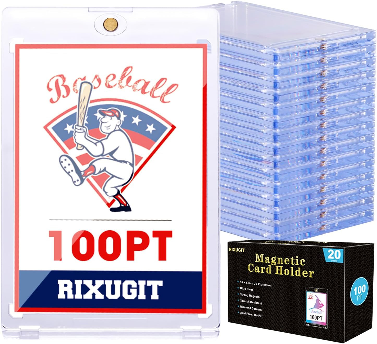 20-Pack One Touch Magnetic Card Holders for Safe Storage