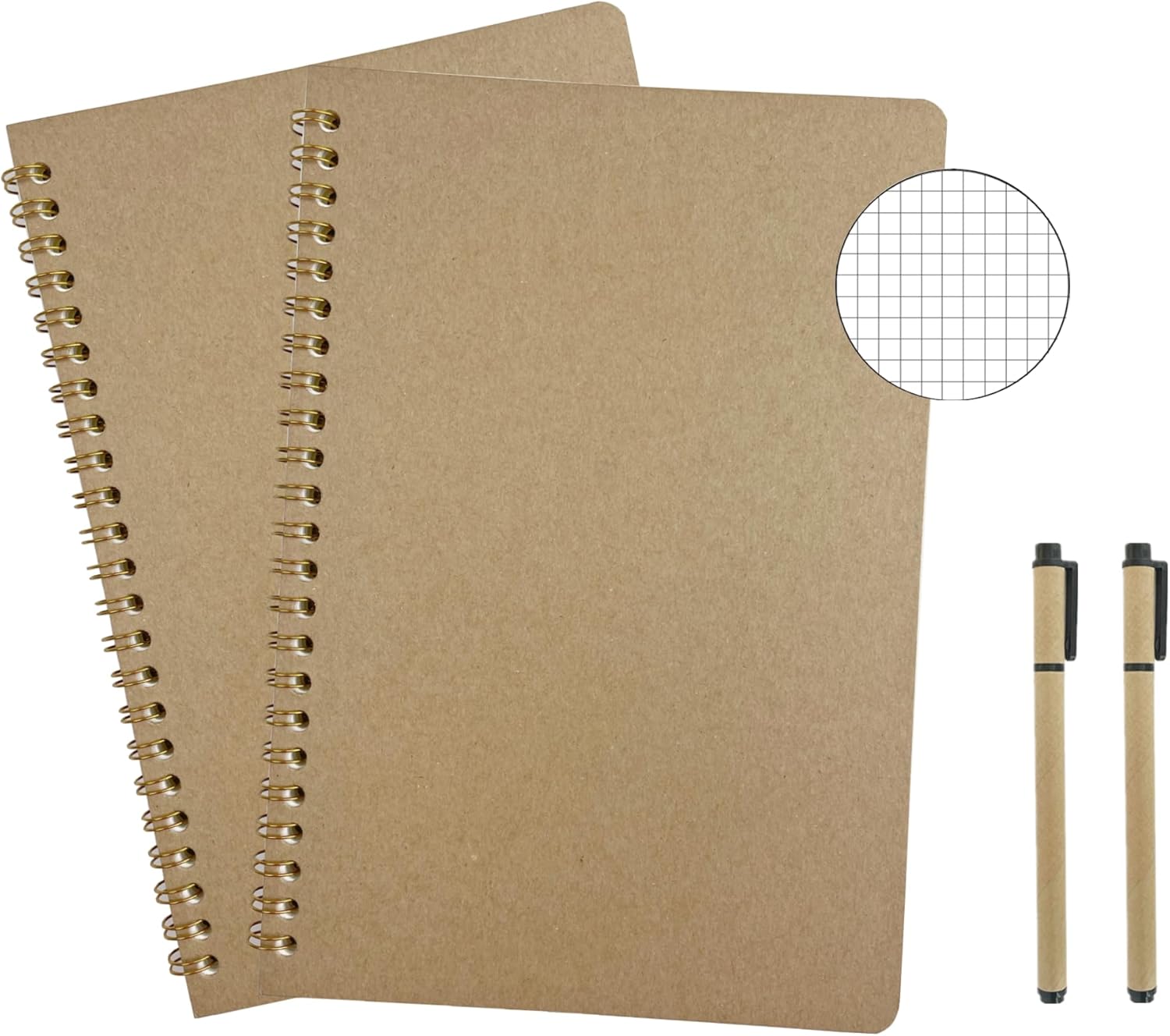 AOU A5 Grid Notebook 2-Pack - 200 Pages Thick Paper, Ideal for Engineering & Notes