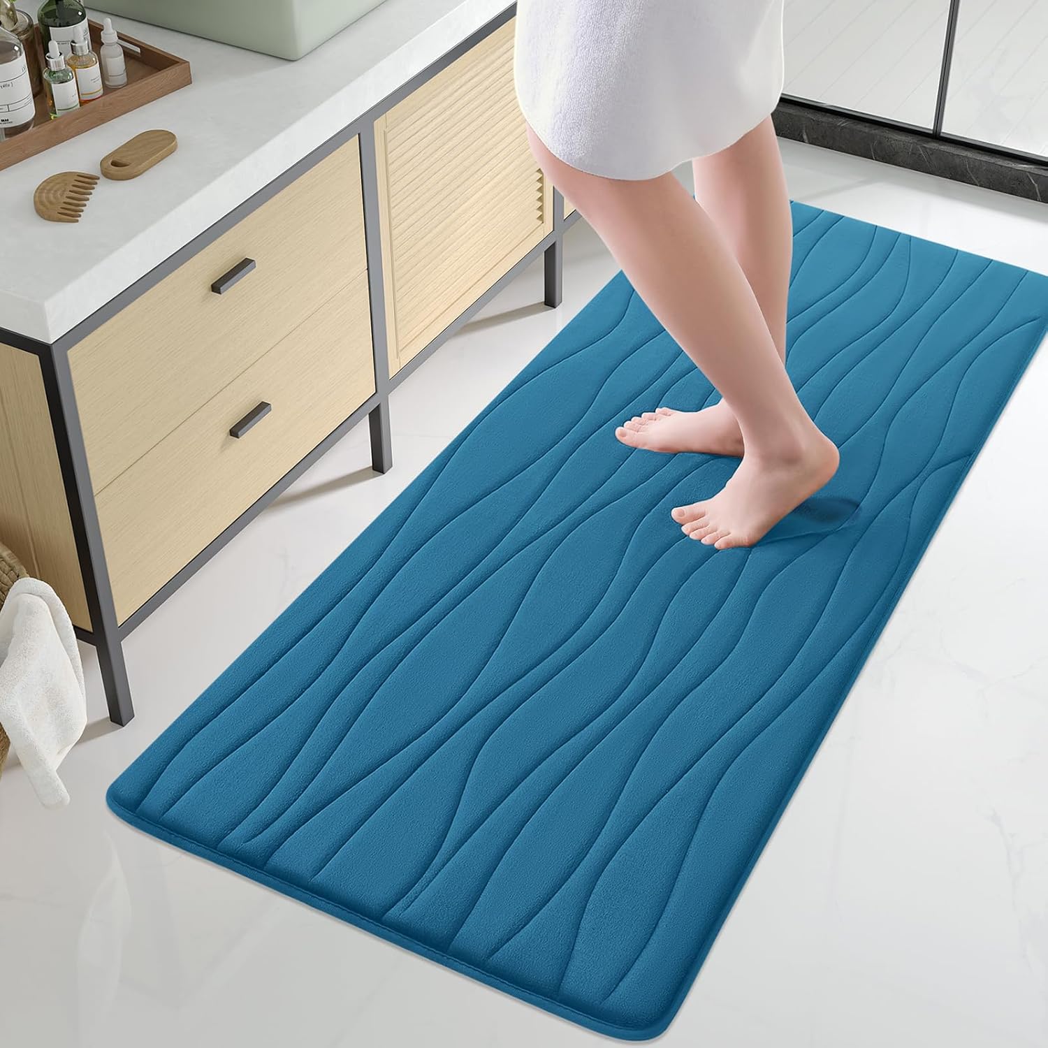 Buganda Memory Foam Bathroom Rug Mat 54x24, Soft and Absorbent