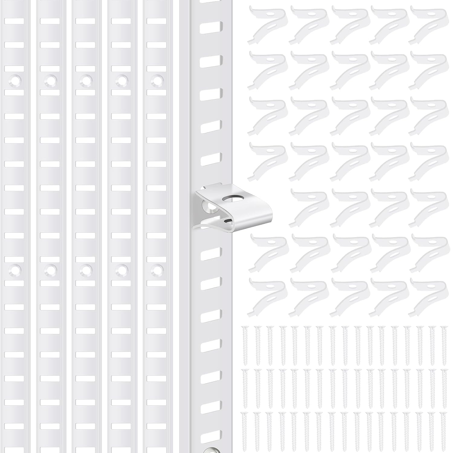 6 Pcs 36 Inch Metal Pilaster and 36 Pcs Shelf Clips Set
