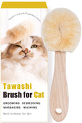 Cat Tawashi Massage Brush Type-B with Wood Handle - Natural Sisal