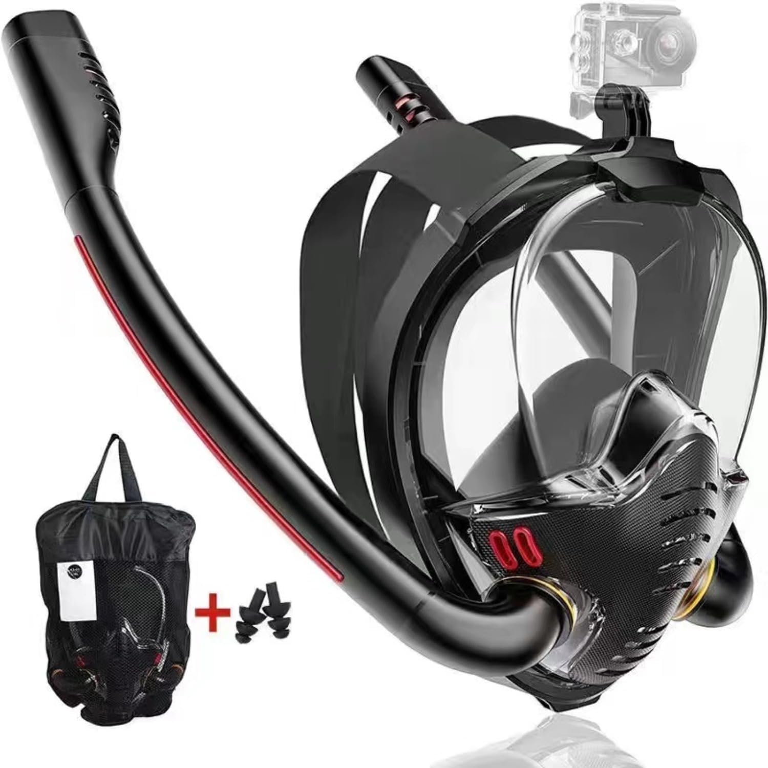 LEJN Dual Tube Full Face Snorkel Mask - Panoramic View