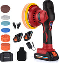 Cordless Car Buffer Polisher w 2x21V Batteries - Portable 6 Speed