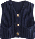 KEOMUD Sleeveless Cropped Knit Cardigan Vest - Casual Layering