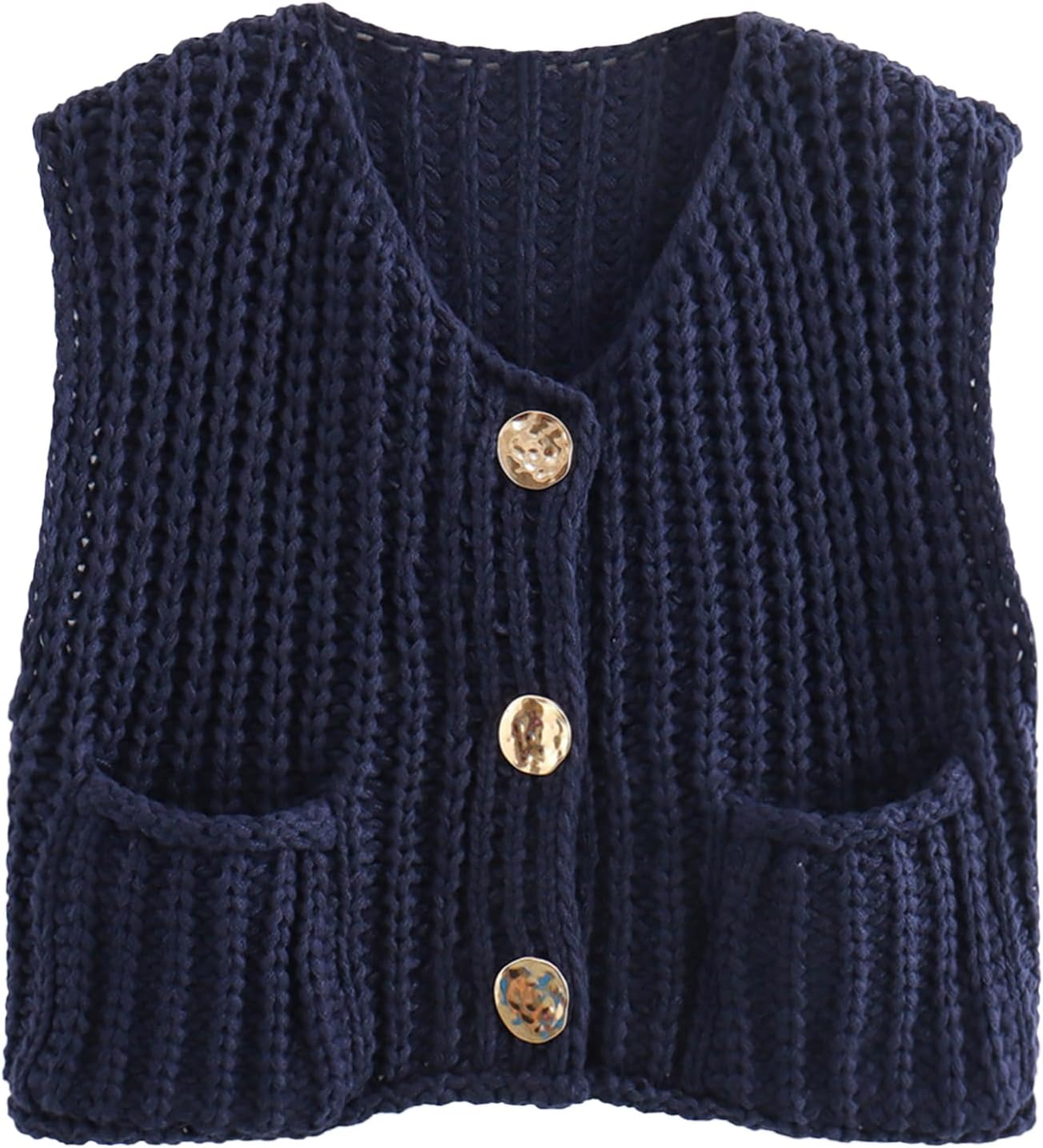 Stylish KEOMUD Women's Sleeveless Cropped Knit Cardigan Vest