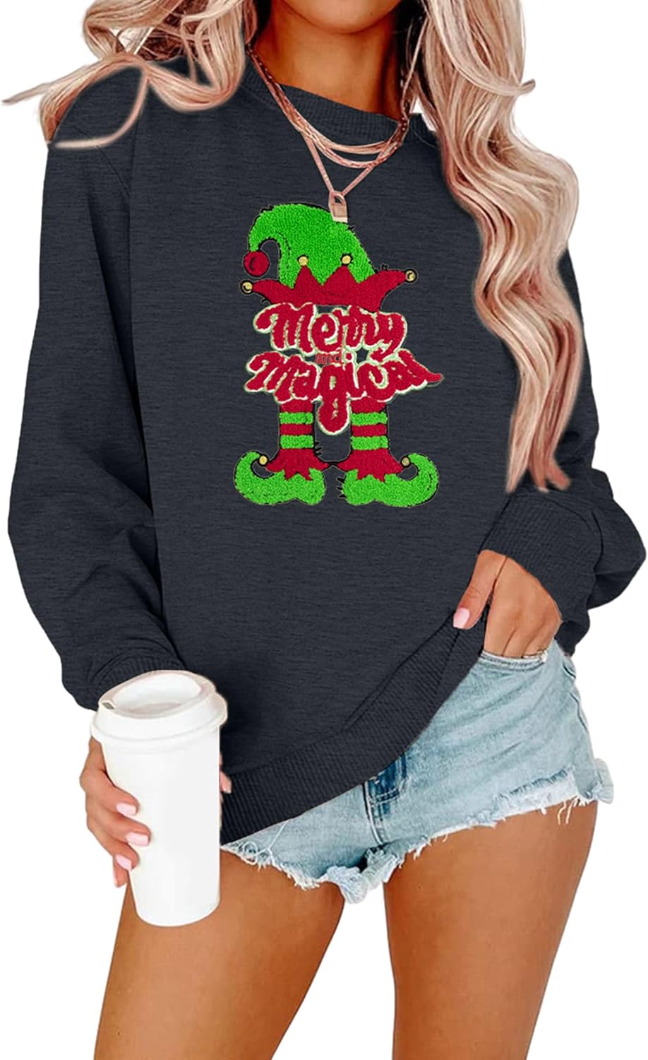 FLOYU Women Christmas Elf Sweatshirt - Spread Cheer in Style!