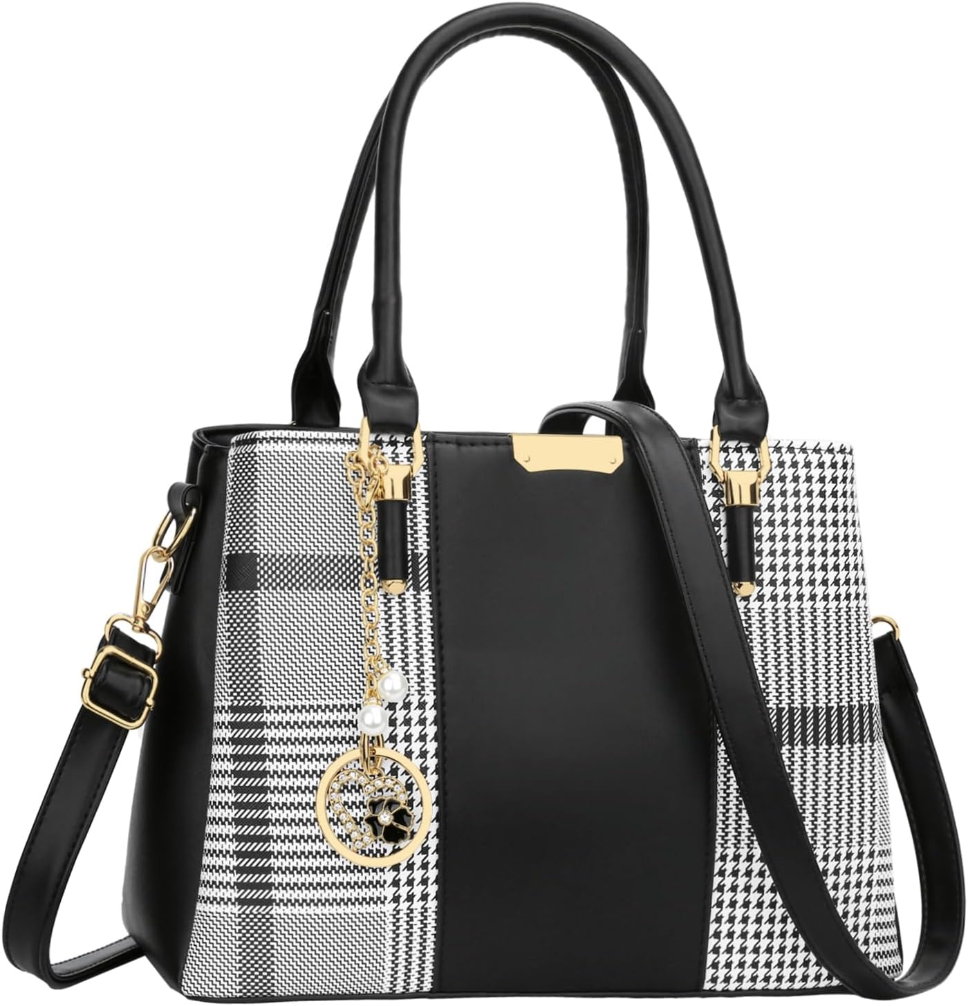 KKXIU 3 Zippered Compartments Handbags for Women Satchel
