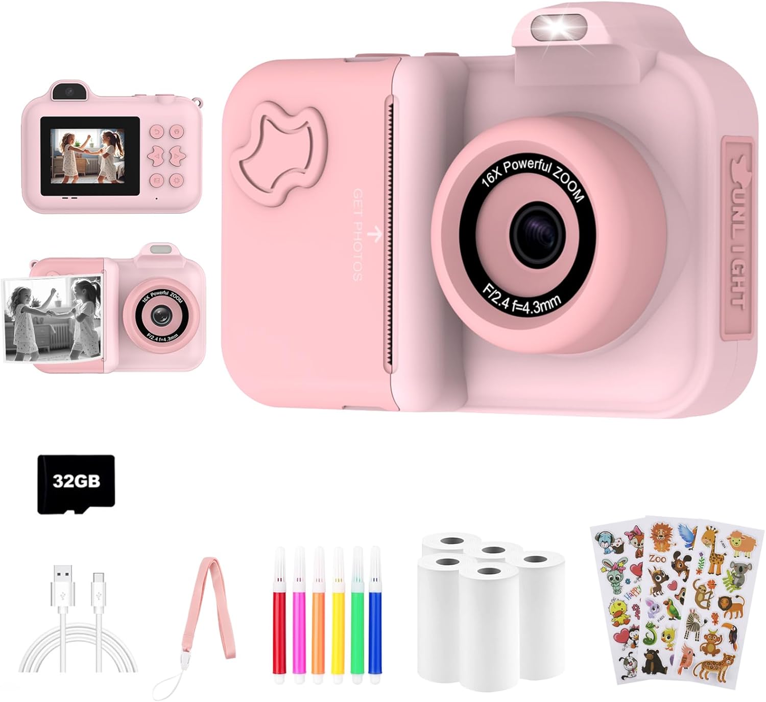 MISIRUN Kids Dual Lens Instant Print Camera Kit