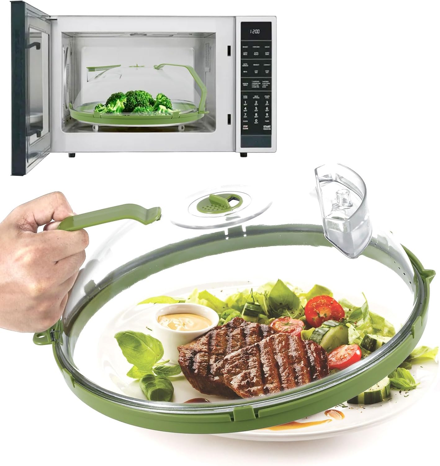 10 Inch Microwave Cover: Splatter Guard with Handle
