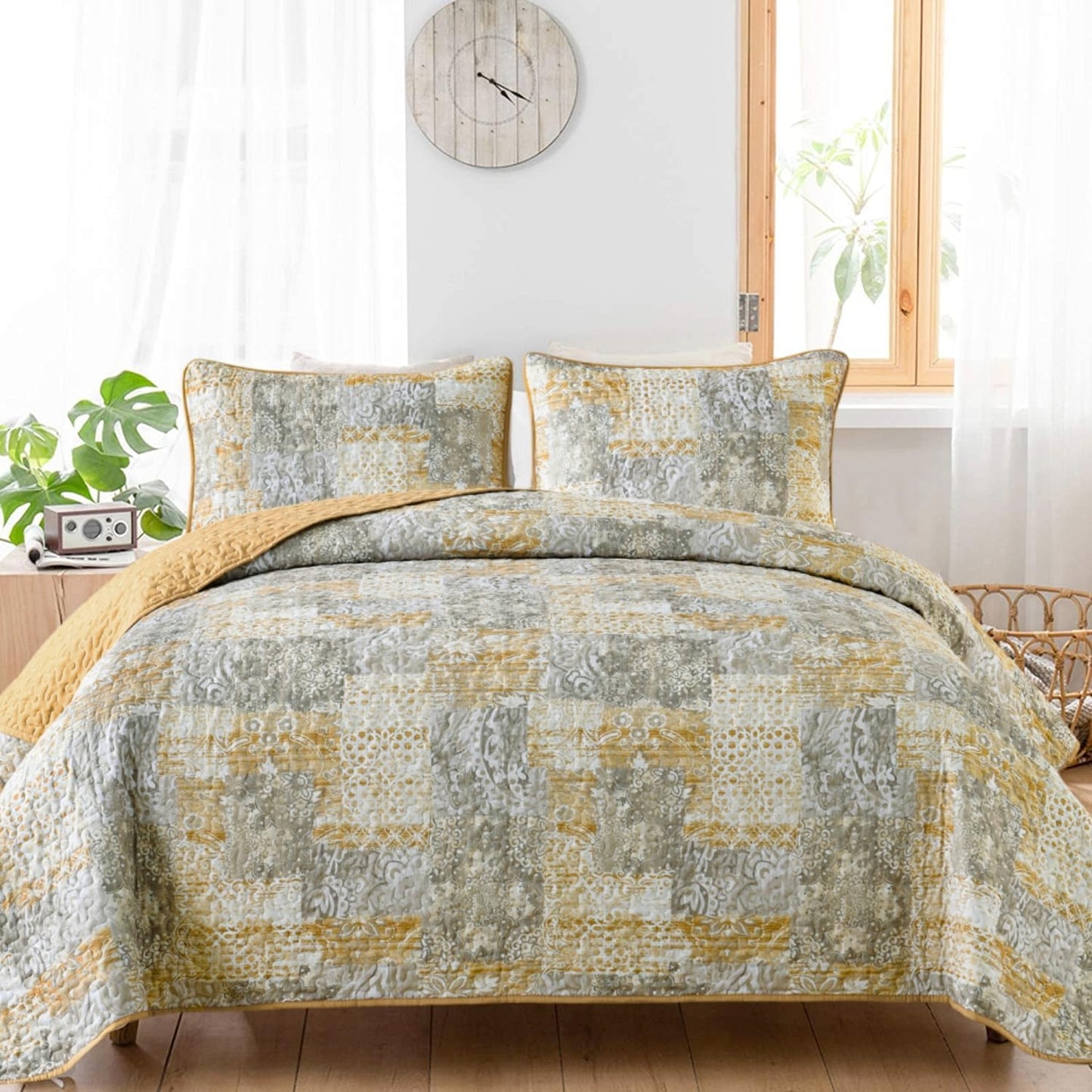 Bohemian Patchwork Quilt Set King Size for All Seasons