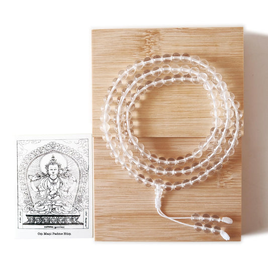 Authentic Tibetan Natural Crystal Mala Beads for Meditation