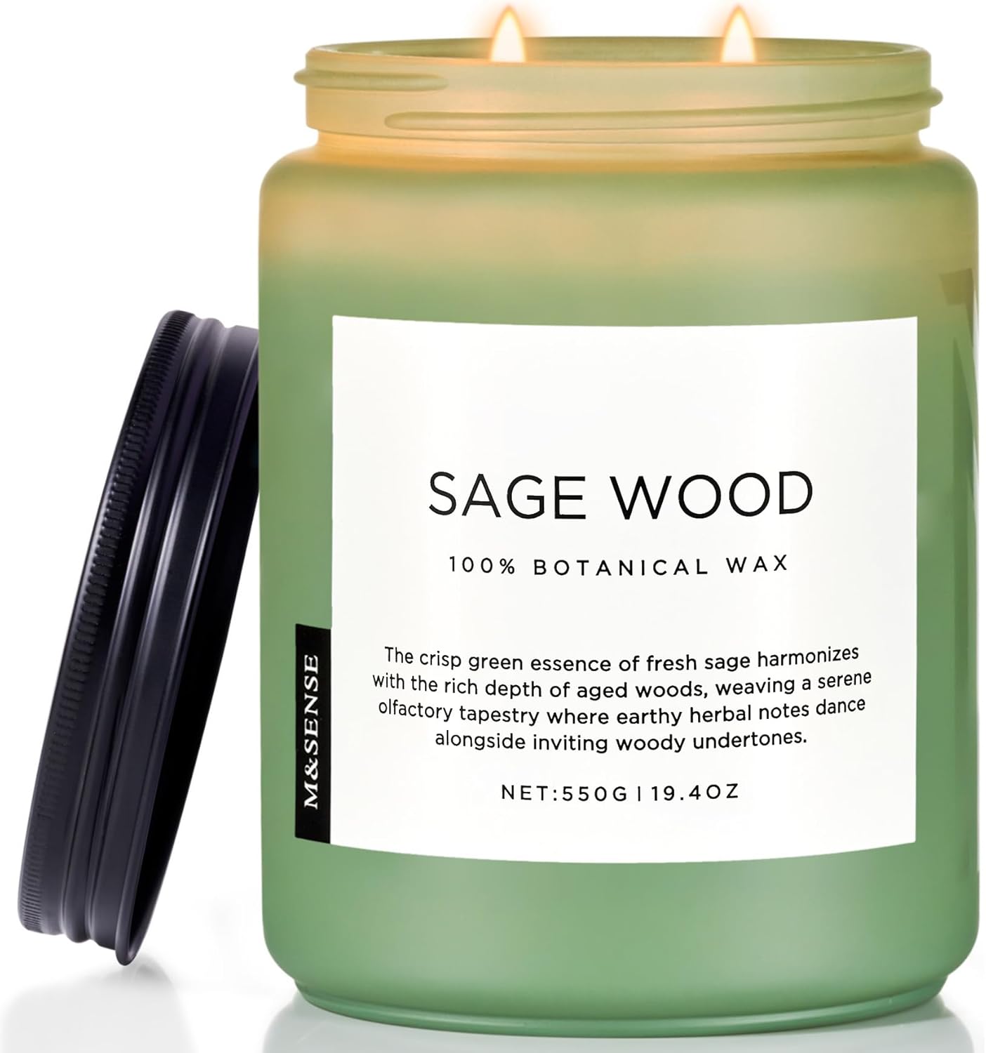 M&SENSE Sage Wood Scented Candle for Relaxation & Stress Relief