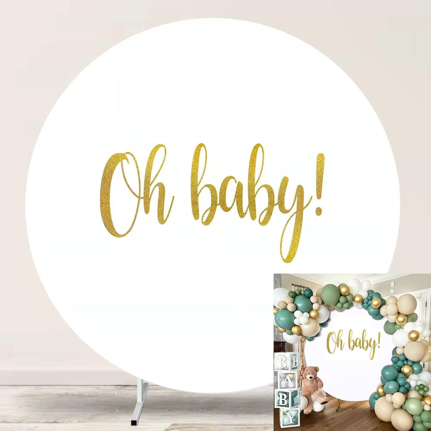 Round Backdrop Cover for Baby Showers and Birthday Parties