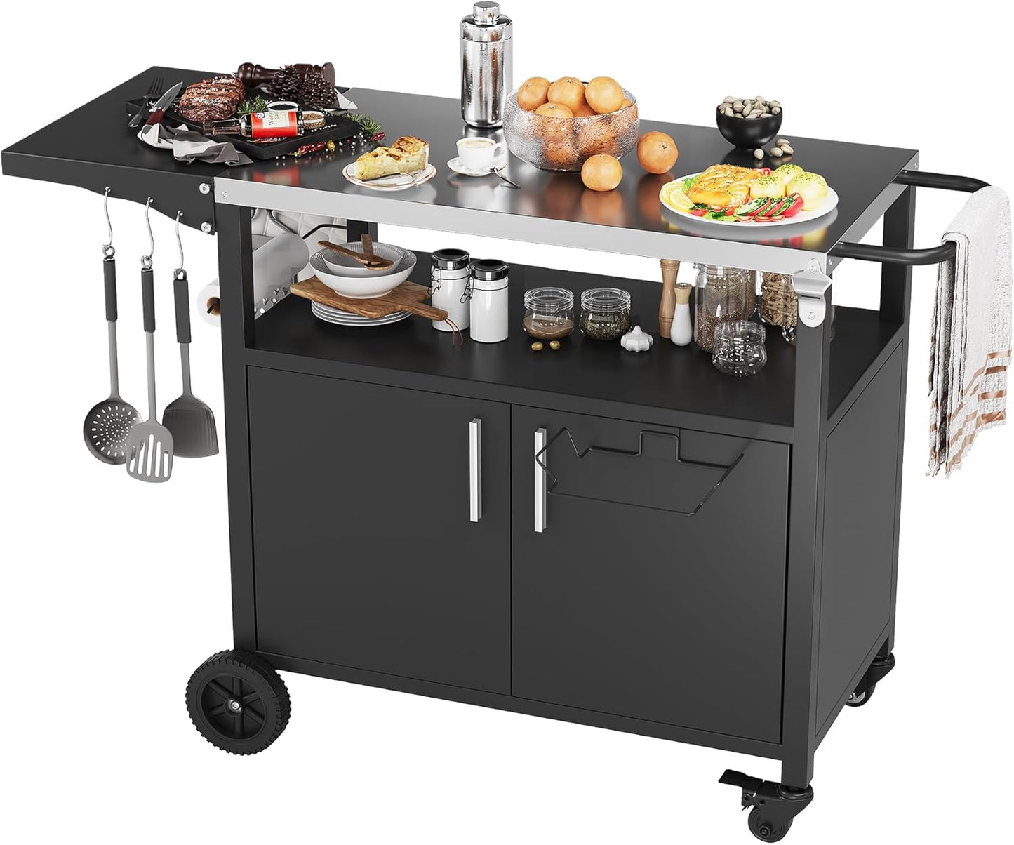 JY QAQA Outdoor Grill Cart with Storage for BBQ Lovers