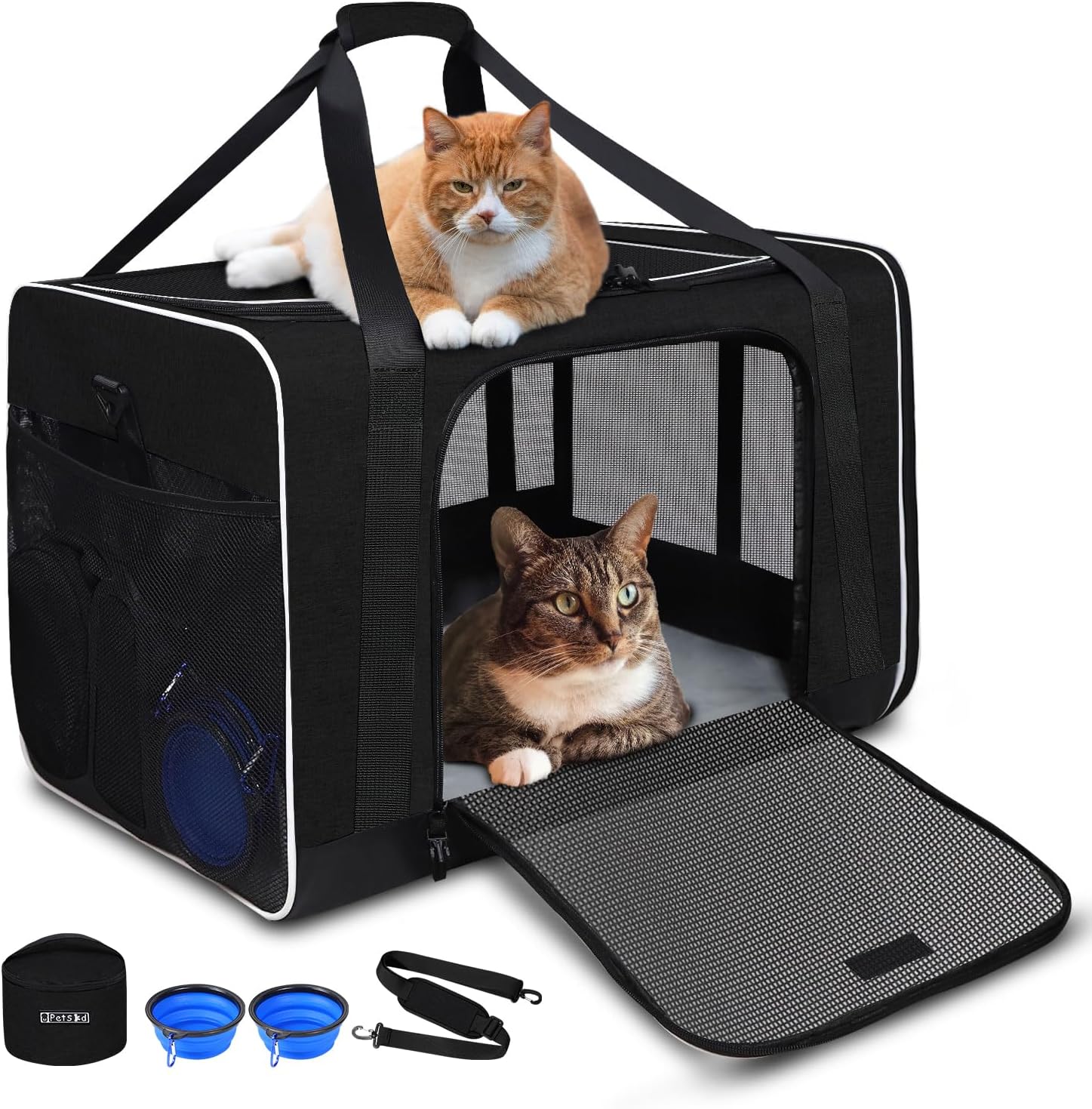 Extra Large Pet Carrier for Large Cats and Medium Dogs - Black