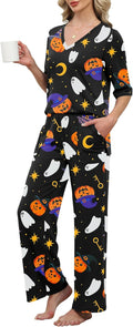 LOMON Women's 2 Piece Lounge Pajama Set - Soft VNeck Loungewear