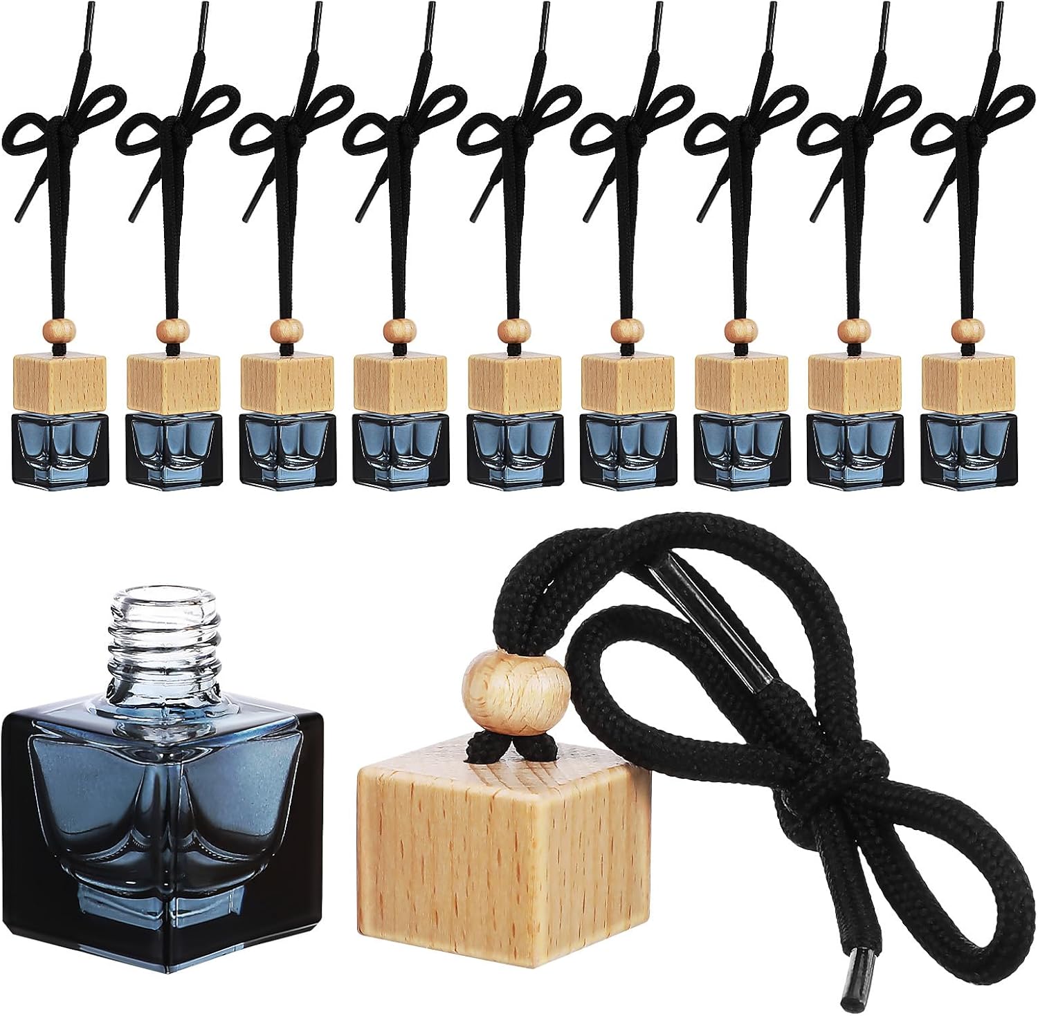 10Pcs Black Glass Car Essential Oil Diffuser Set 