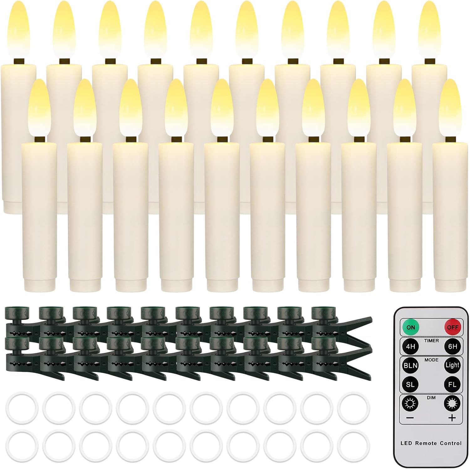 20 PCS Flameless LED Taper Candles for Holiday Decor & Parties