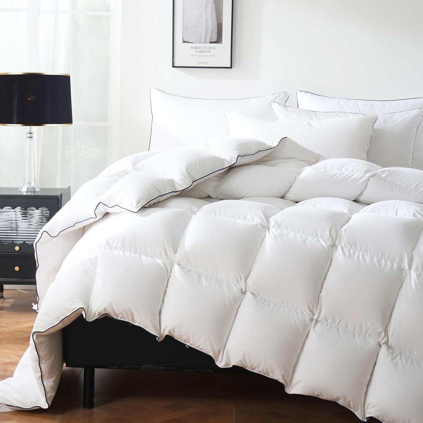 DOWNCOOL Feather Down Comforter Queen Size for All Seasons