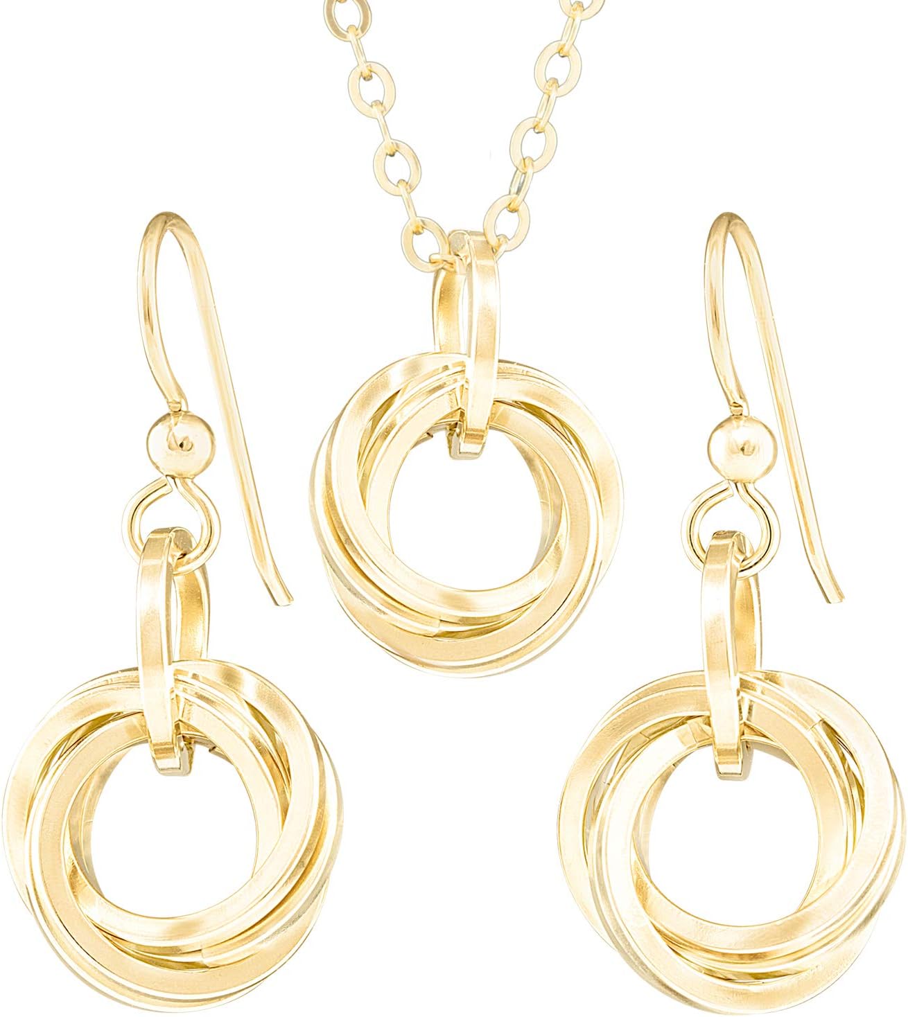 Elegant 14K Yellow Gold-Filled Love Knot Jewelry Gift Set