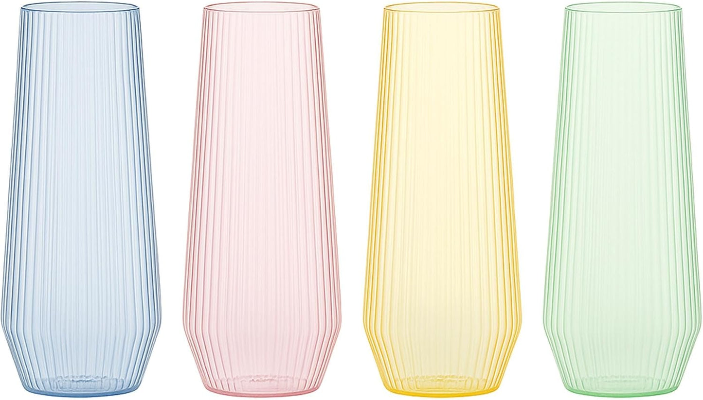 48 Pack Ribbed Ripple Stemless Toasting Glasses for Events