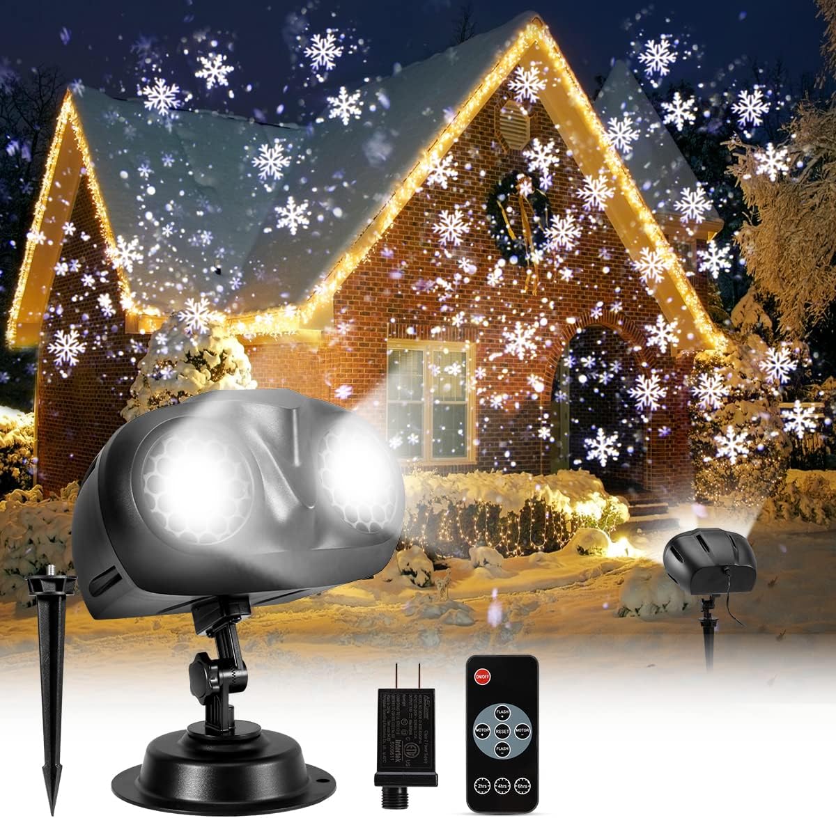 GreenClick Rotating Snowflake Projector - Festive Outdoor Light