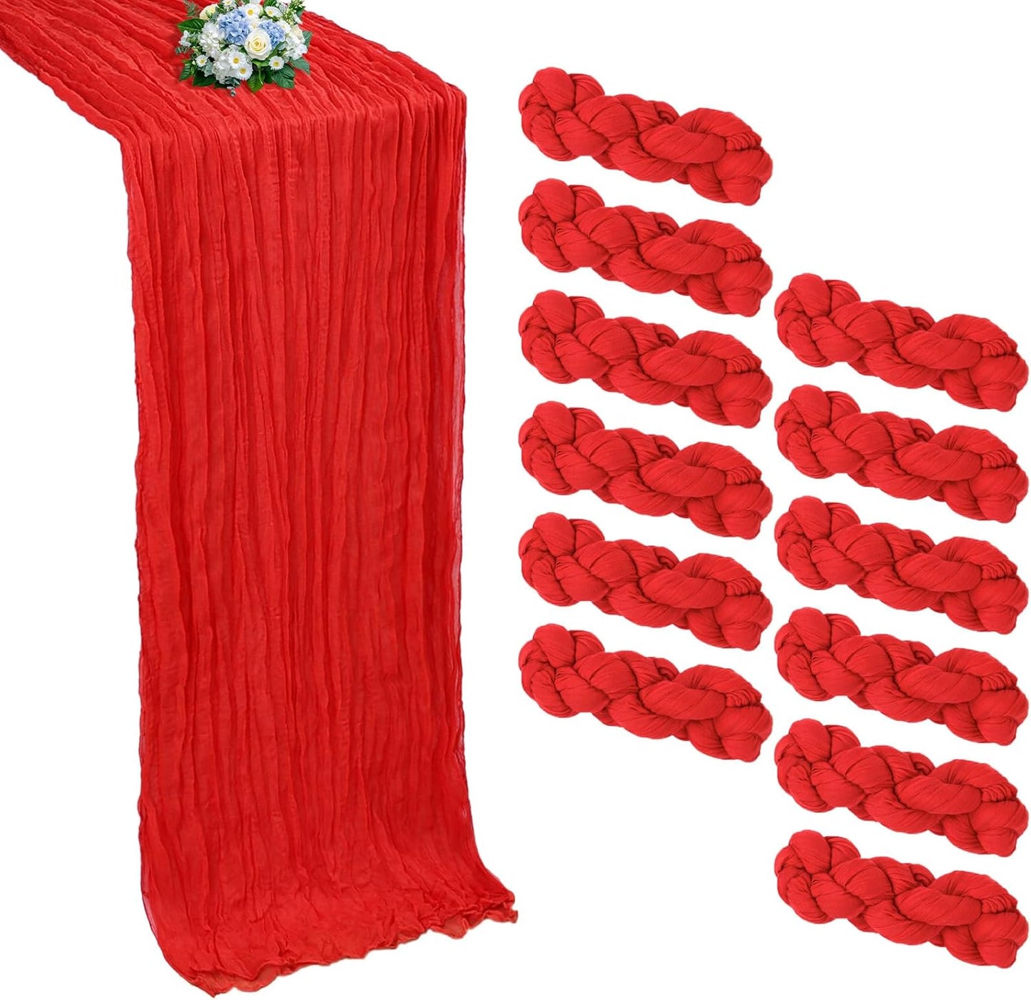 12 Pack Red Cheesecloth Table Runner for Elegant Events