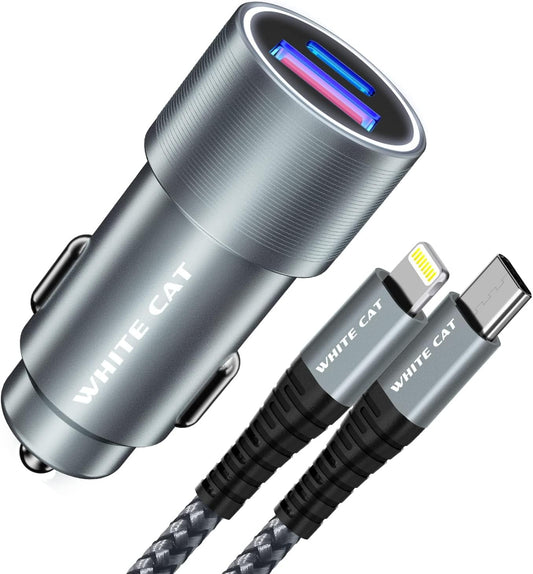Fast Charge Dual Port USB C Car Charger for iPhone 14 & More