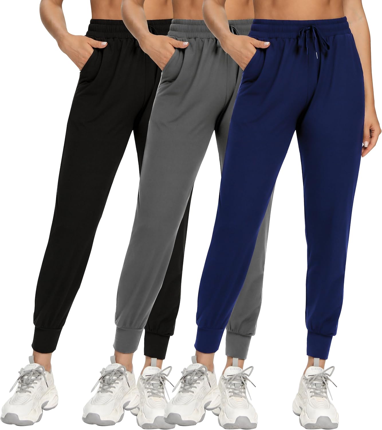 3 Pack Sweatpants for Women - Comfortable Joggers with Pockets