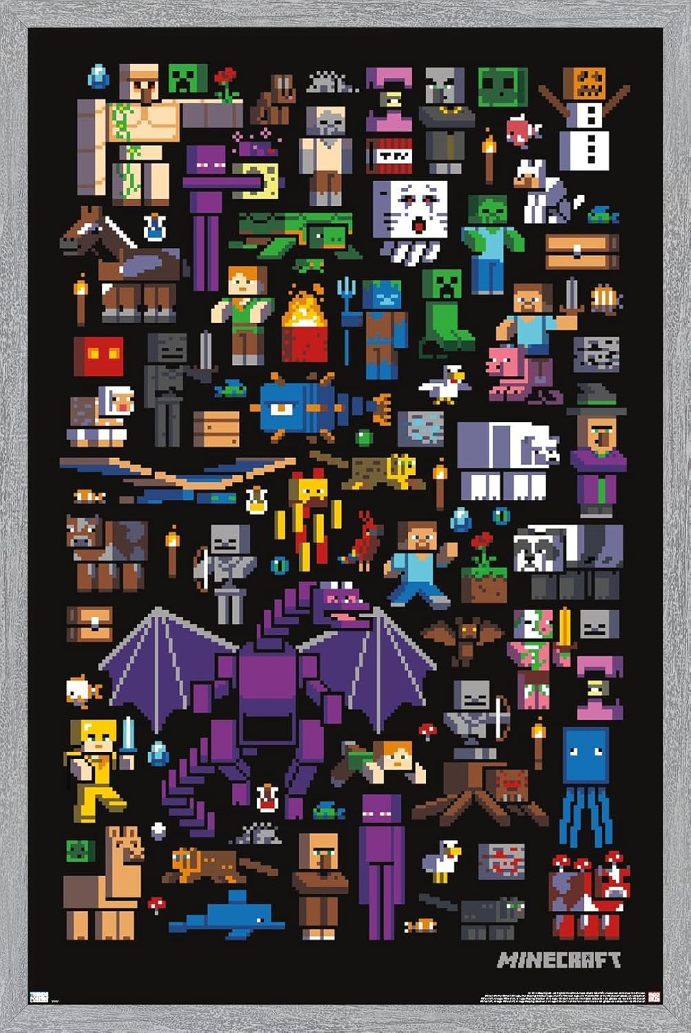 Minecraft Mobbery Wall Poster - Stylish Gray Framed Art