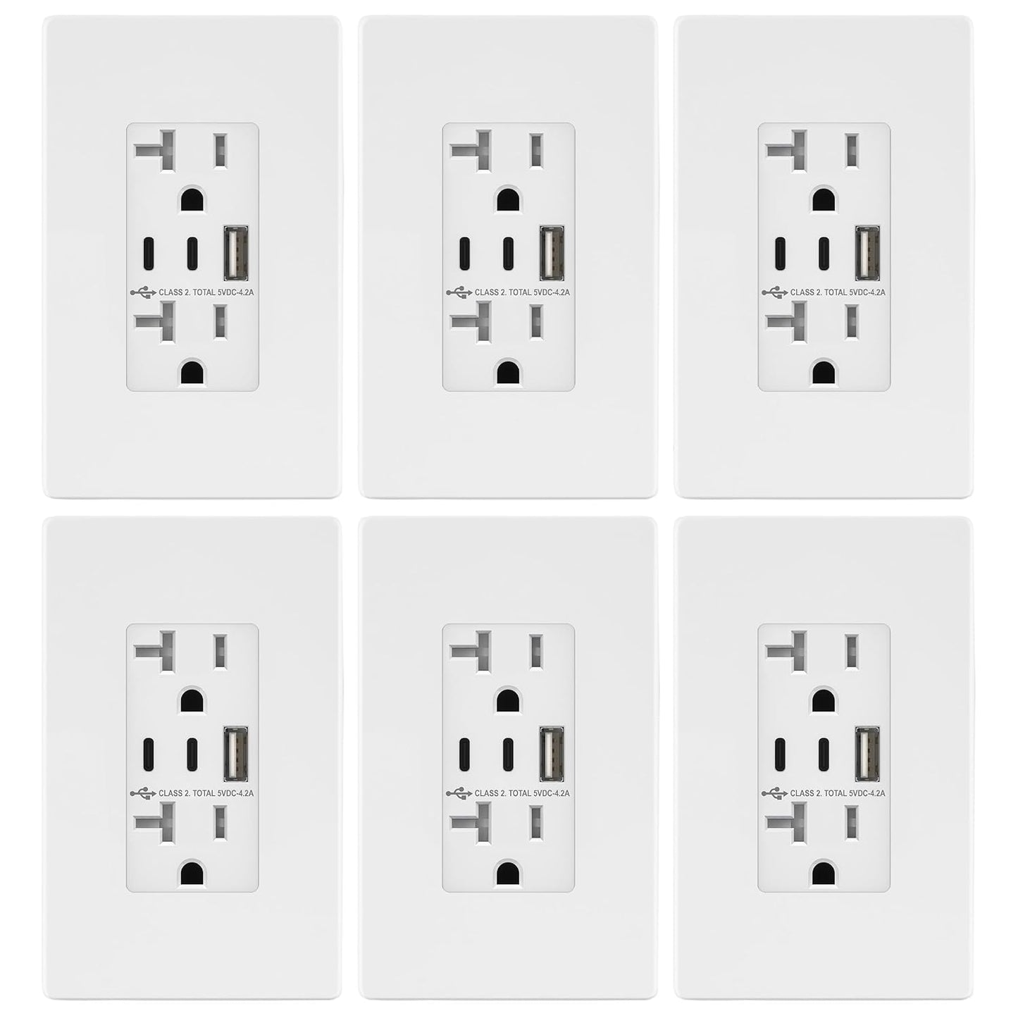 TOPGREENER 4.2A 21W 3-Port Type C USB Outlet for Fast Charging
