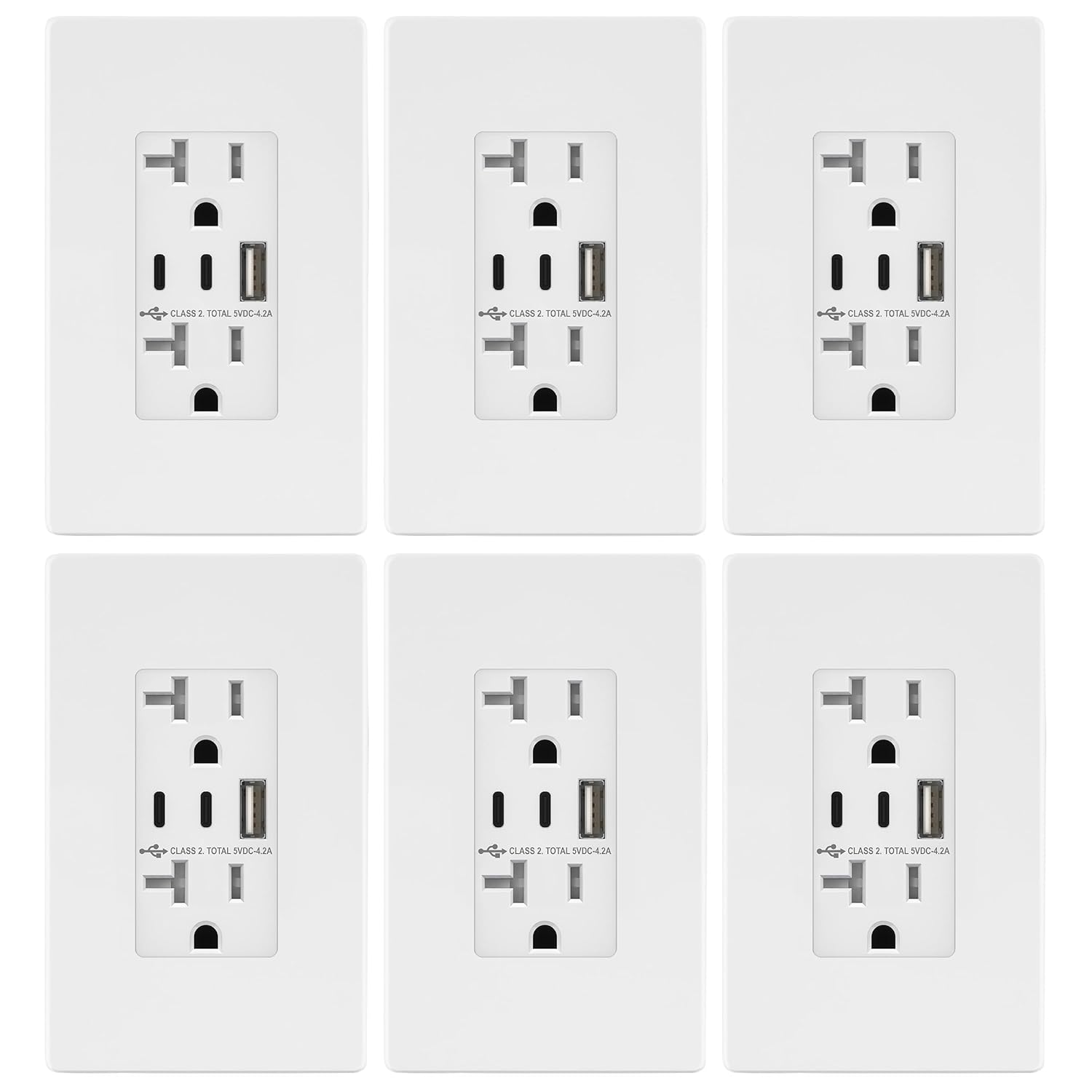 TOPGREENER 4.2A 21W 3-Port Type C USB Outlet for Fast Charging