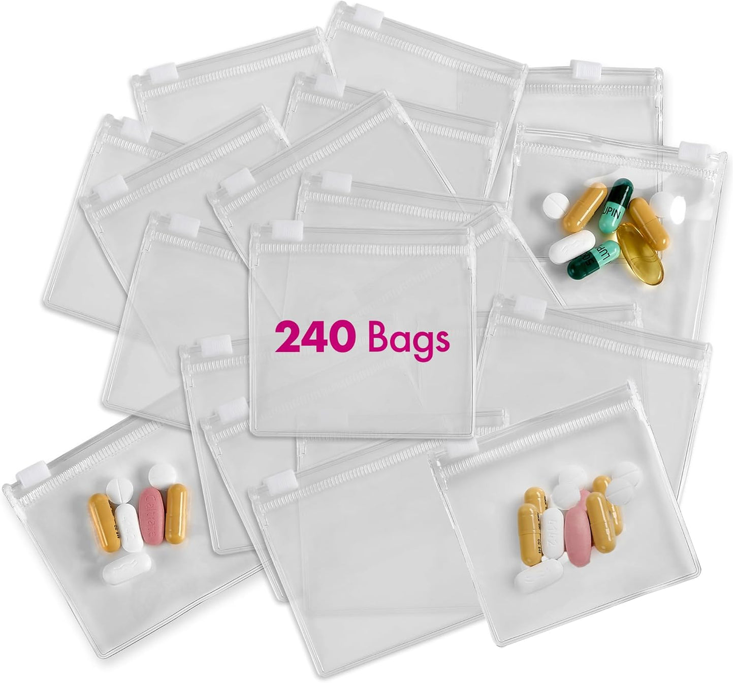 Zippered Pill Pouch Bags - 240 Pcs for Medications and More