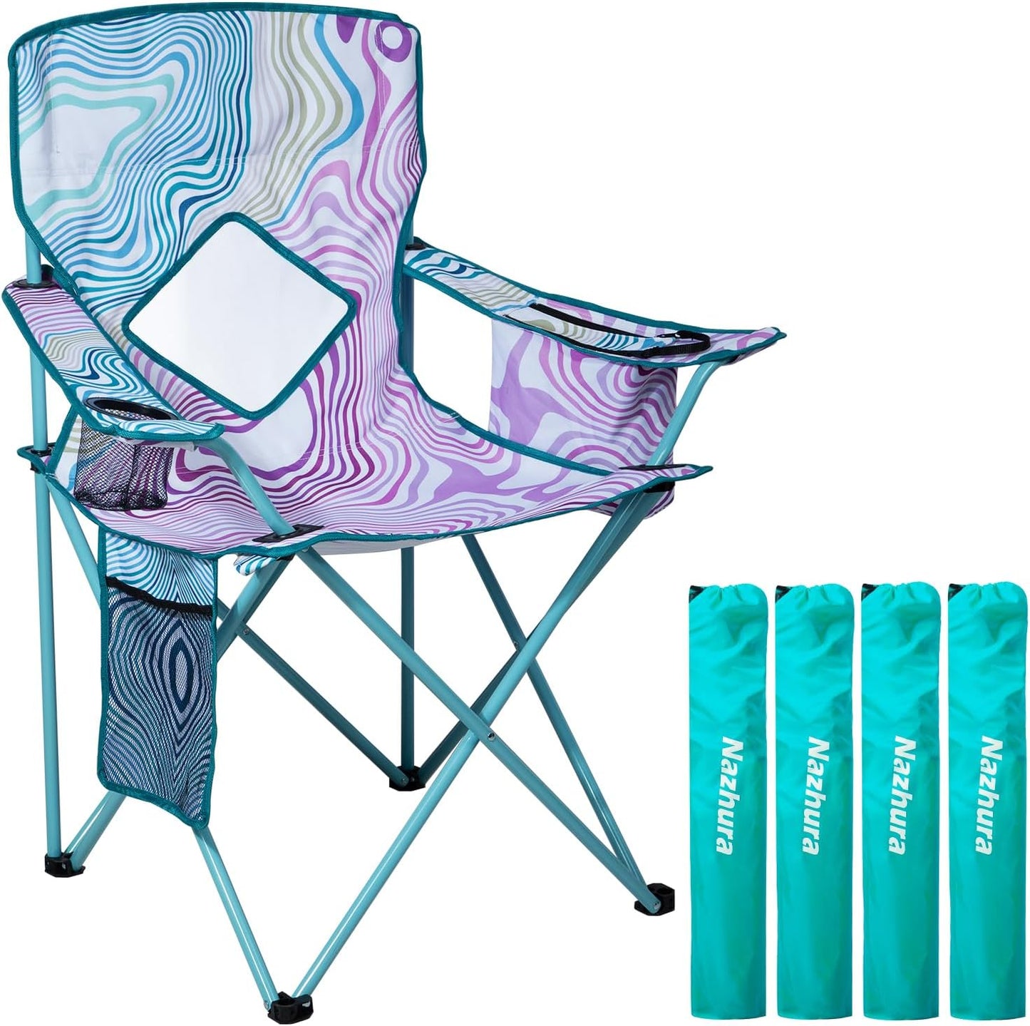 Nazhura Folding Camping Chair with Cooler Pouch and Cup Holder
