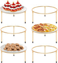 Gold Metal Wire Pizza Pan Riser Set of 6 - Sturdy Stackable Tabletop