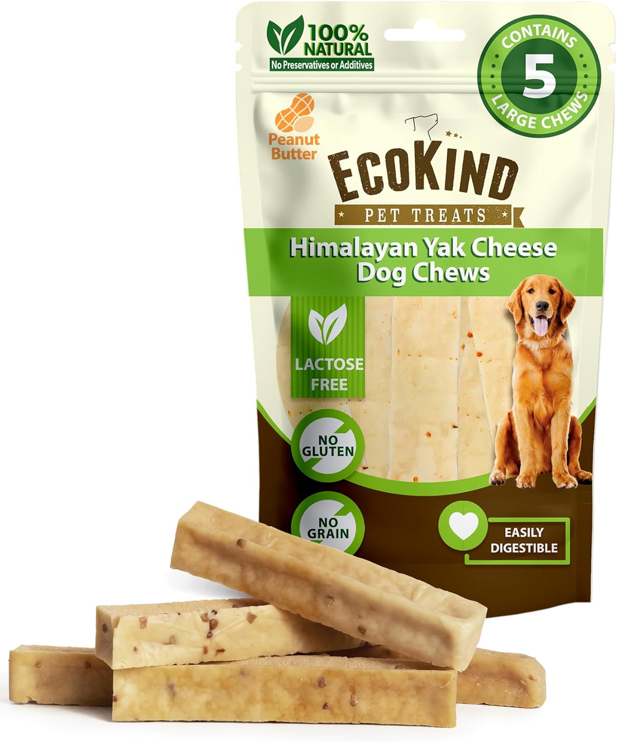 EcoKind Premium Gold Yak Cheese Dog Chews for Large Breeds