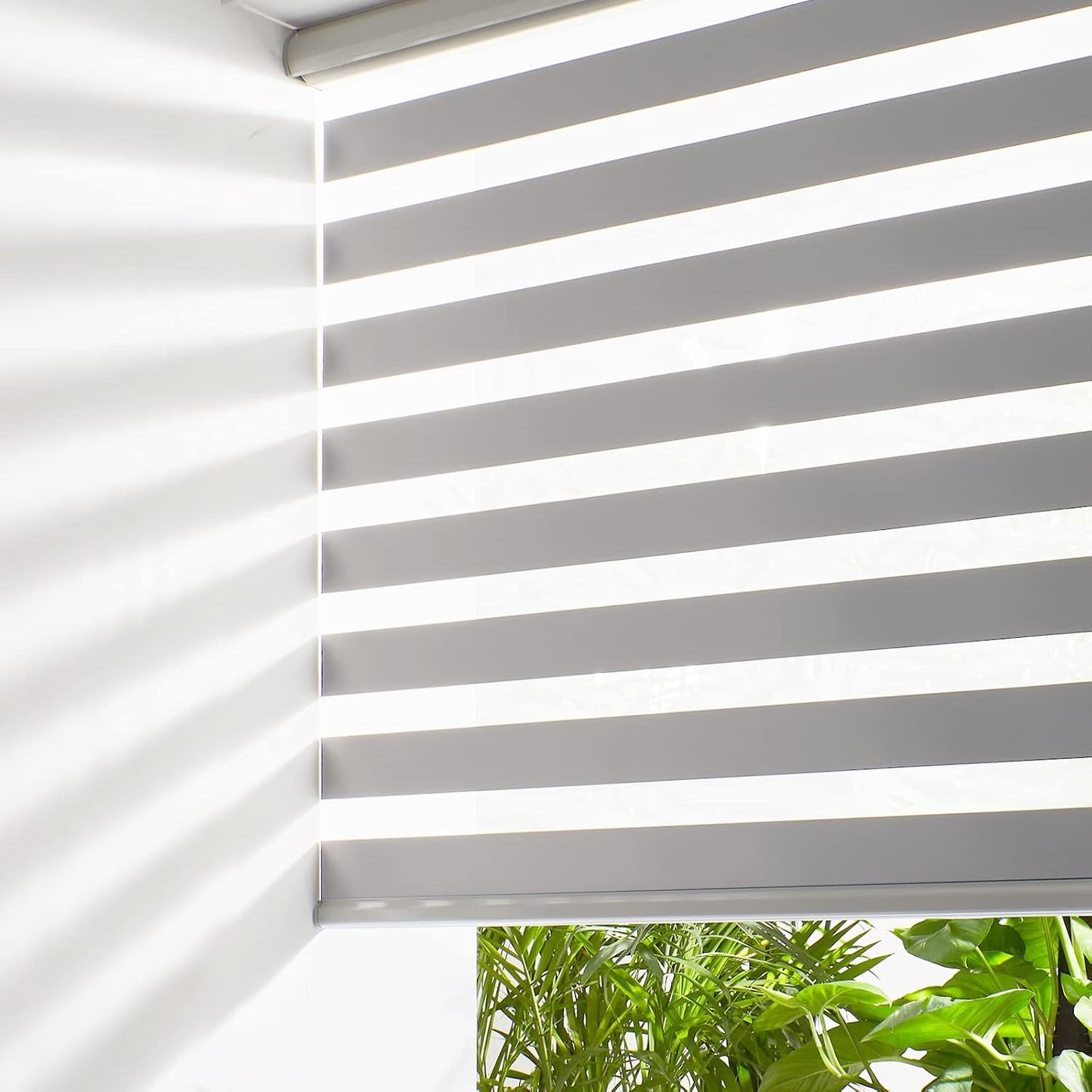 Persilux Cordless Zebra Blinds for Windows - Grey Light Control