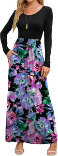 DEARCASE Women's Maxi Dress Long Sleeve Loose Casual - With Pockets