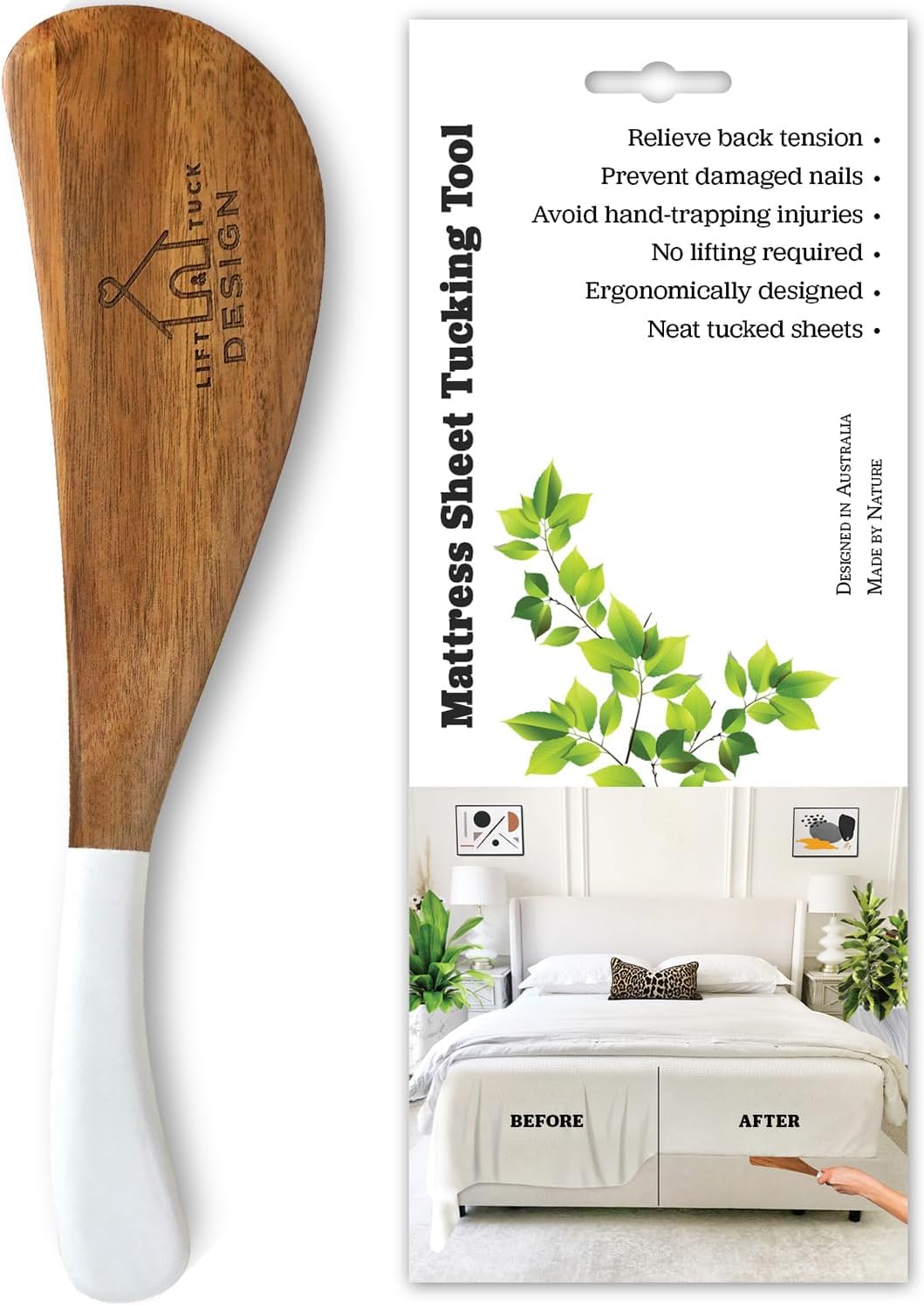 Woodcrafted Bed Sheet Lifter Tool - Back Pain Relief!