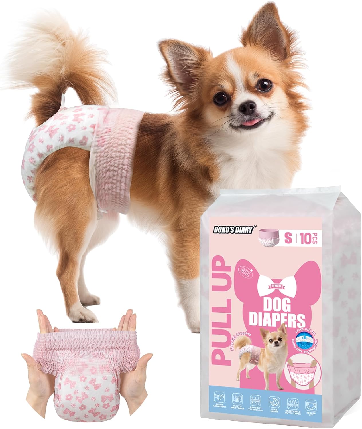 Dono Disposable Pull It Up Female Dog Diapers for Comfort